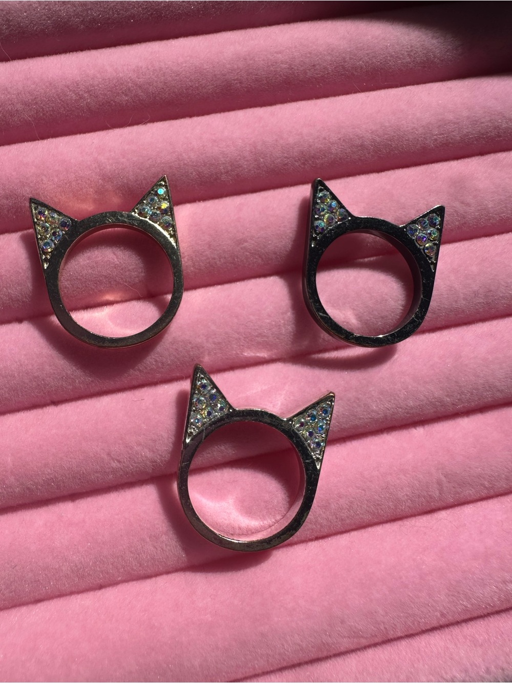 Prism • Iridescent Rhinestone Cat Ear Rings - Picture 4 of 17